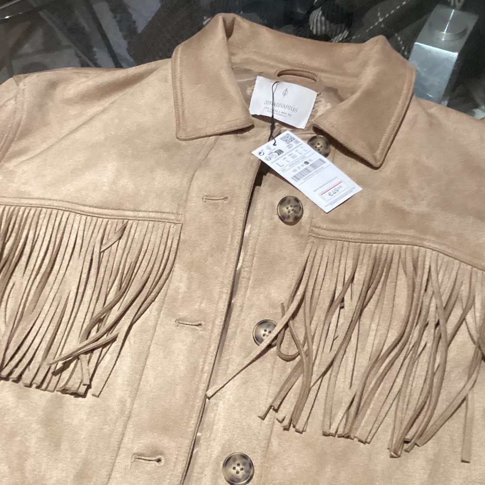 Stradivarius Tan Fringe Jacket
